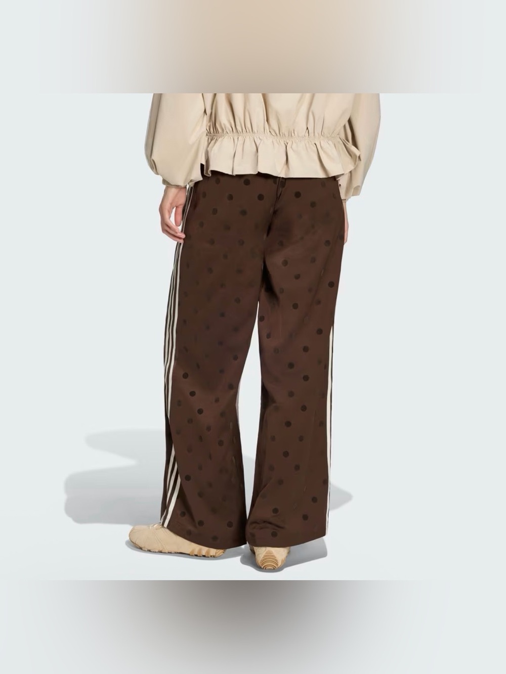adidas Brown SATIN POLKA DOTS WIDE LEG PANT - Picture 4 of 5